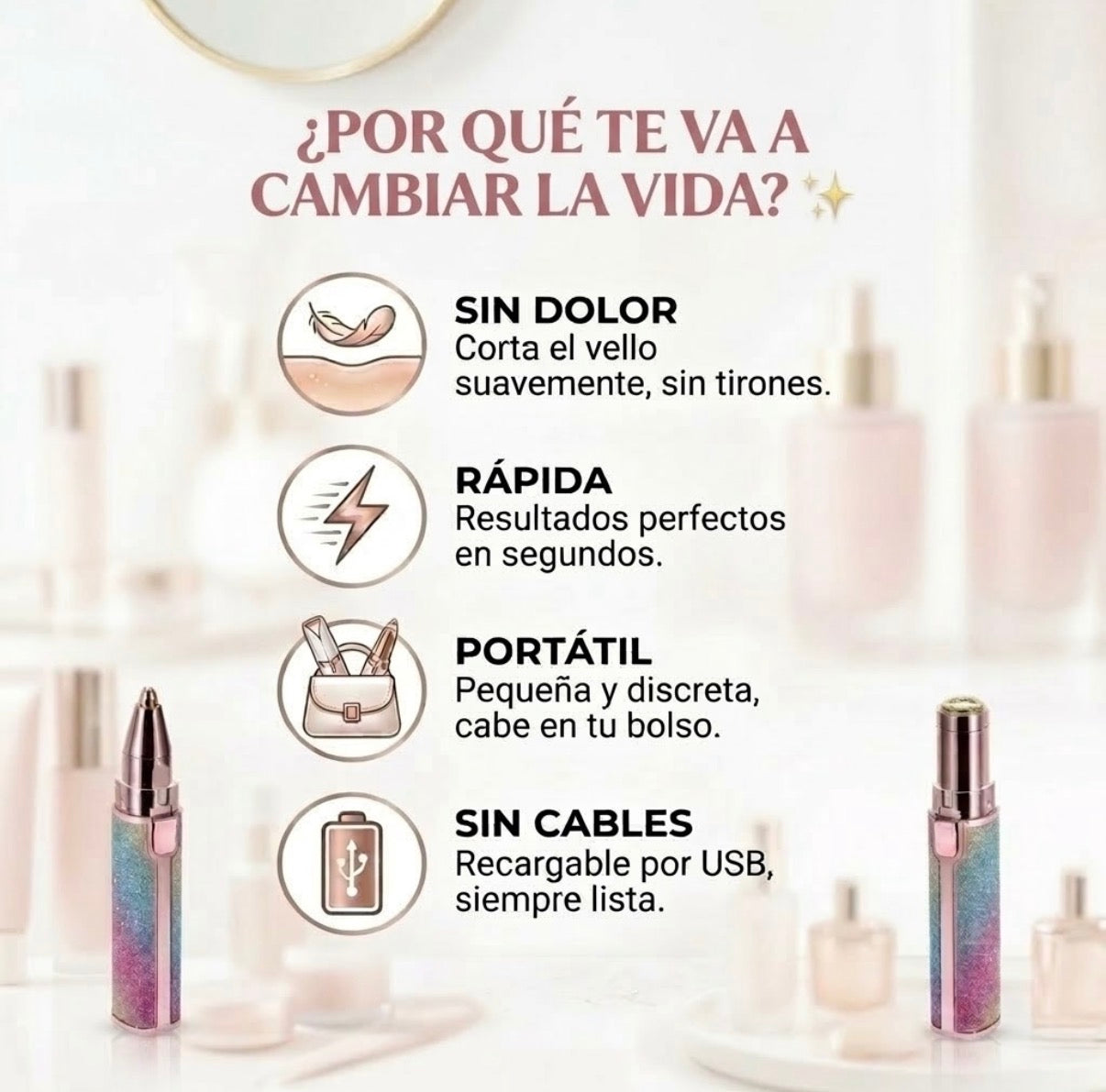 Depiladora facial de precisión indolora recargable