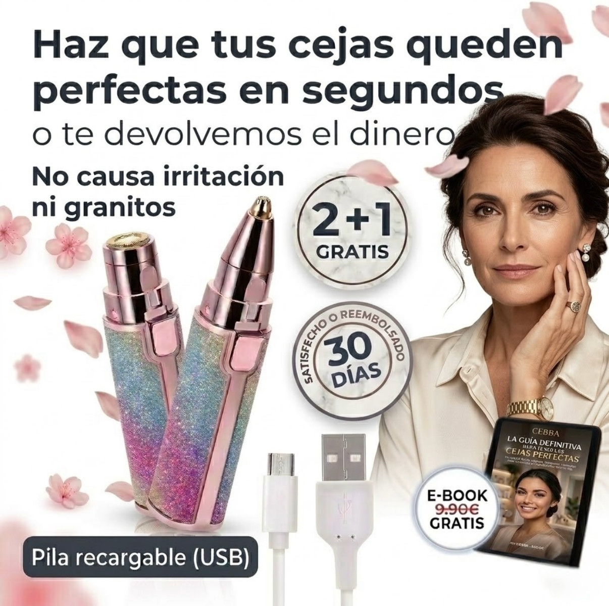 Depiladora facial de precisión indolora recargable